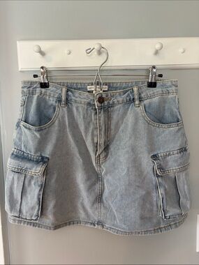 NWT Sincerely Jules Light Blue Denim Cargo Mini Skirt Women’s Size 13/30